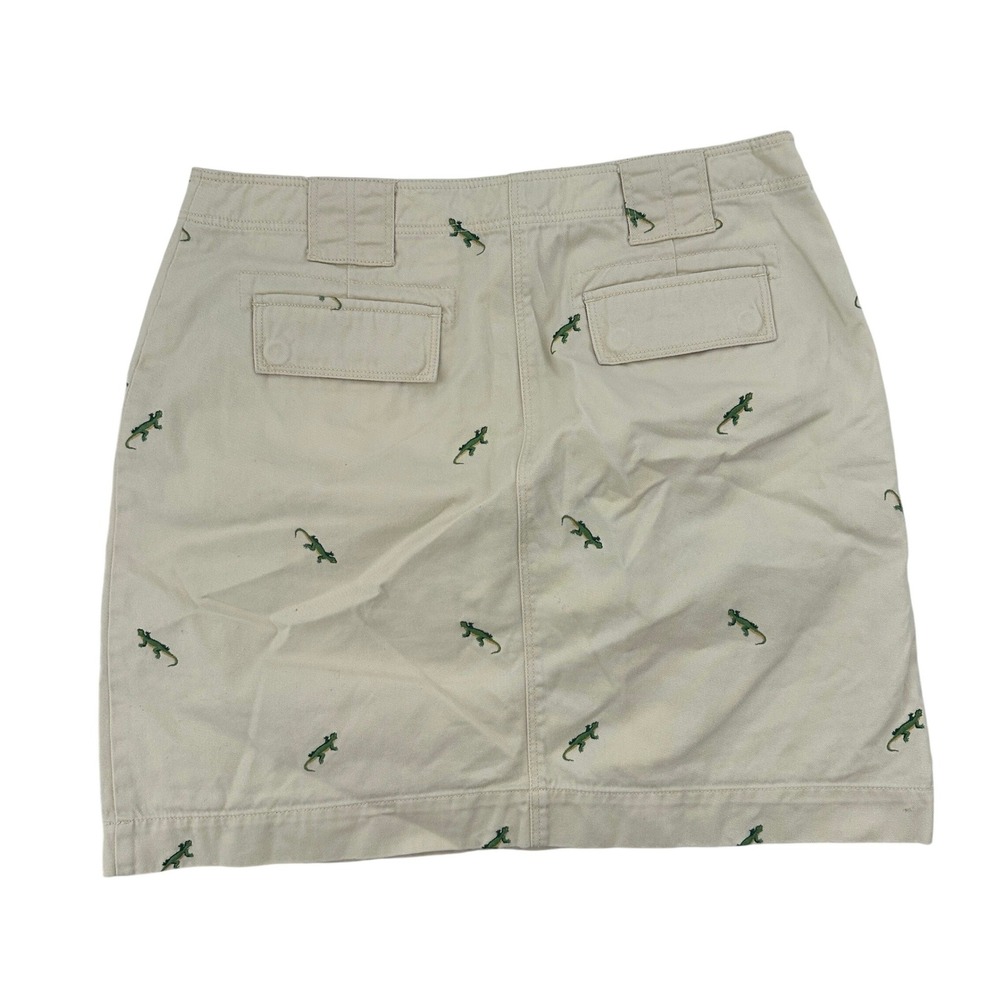 J.Crew Women's Khaki Tan Lizard Gecko Embroidered Chino Mini Skirt Size 8 Cotton - Picture 2 of 6